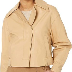 Vince Cropped Leather Flight Jacket